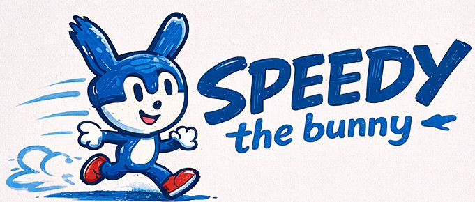 Speedy the Bunny running logo